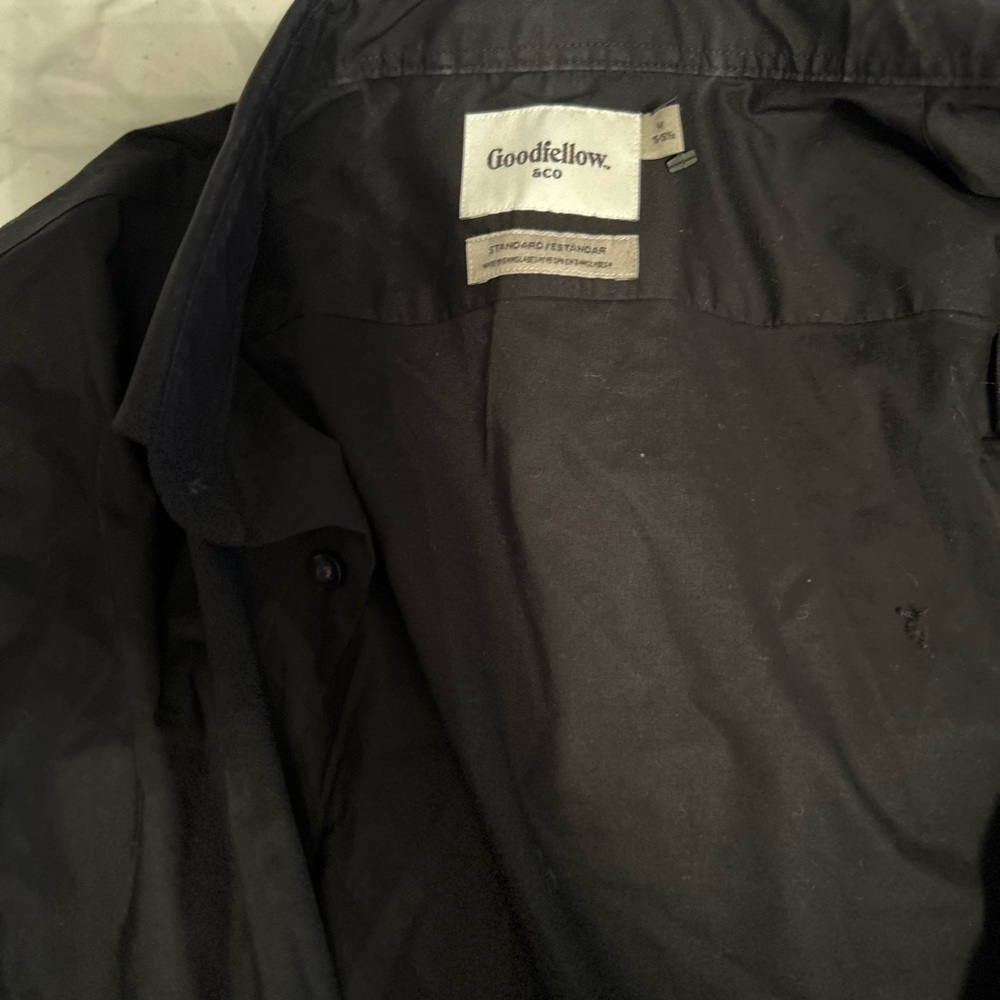 Goodfellow & Co Black Dress Shirt with Textured Fabric and Collared Design